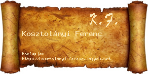 Kosztolányi Ferenc névjegykártya