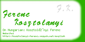 ferenc kosztolanyi business card